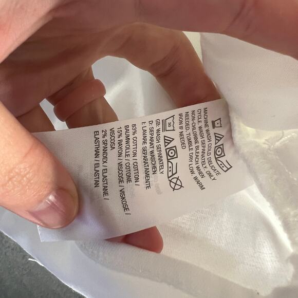 Susan Graver Stretch Denim Size M White Button-Front Frayed Jean Jacket - Picture 9 of 9